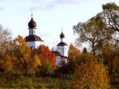 Вид на храм Смоленской иконы Божьей Матери в Бородине. Рубеж 17 и 18 вв. 